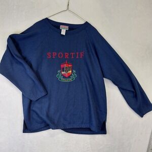 Vintage Sporting Club Sportif Vivante Navy Blue Raglan Sweatshirt Large
